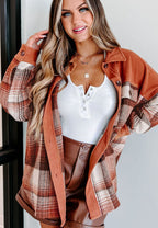 Plaid Button Up Long Sleeve Jacket Classic & Timeless Lightwear Outerwear For women and Girls Stevvex