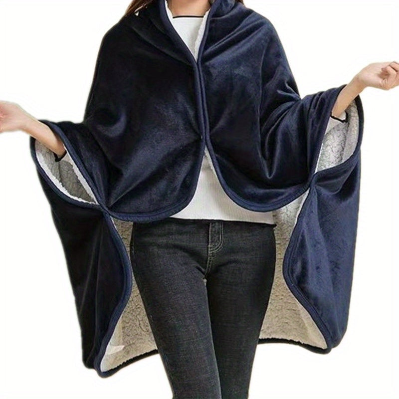 1pc Wearable Blanket, Double Flannel Sherpa Shawl Cover Blanket Air Conditioning Nap Blanket Cover Waist Legs Lazy Nap Multi-functional Office Blanket Lootquake LLC