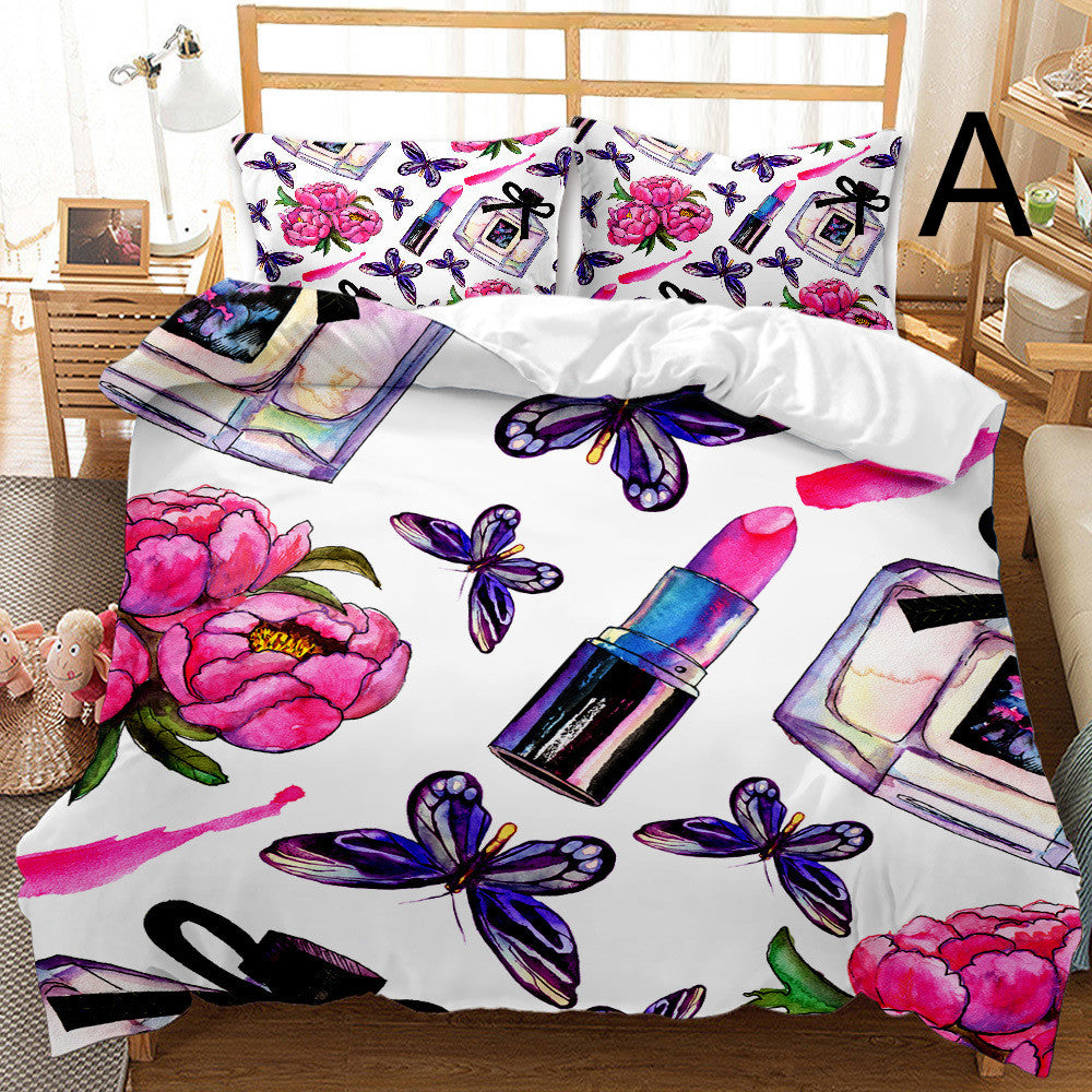 Butterfly Series Three-piece Bedding Quilt Cover Set Pi-Mart