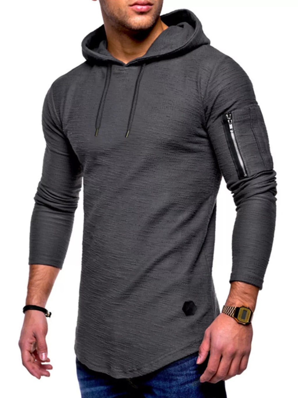 Men's Plus Size Casual Slim Fit Long Sleeve Hoodie THRIXINE