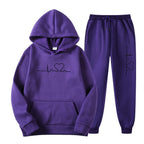 Men's And Women's Fleece-lined Sweater Suit Autumn And Winter Heart Figure Hoodie Lootquake LLC