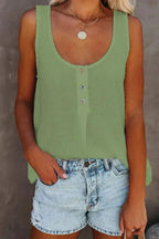 Button Textured Cotton Tank Top - SJB-DIAMOND ELITES