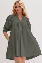 Pink Puff Sleeve Mini Dress Casual and Feminine Dress for Women Simple Classic Summer Dress Stevvex