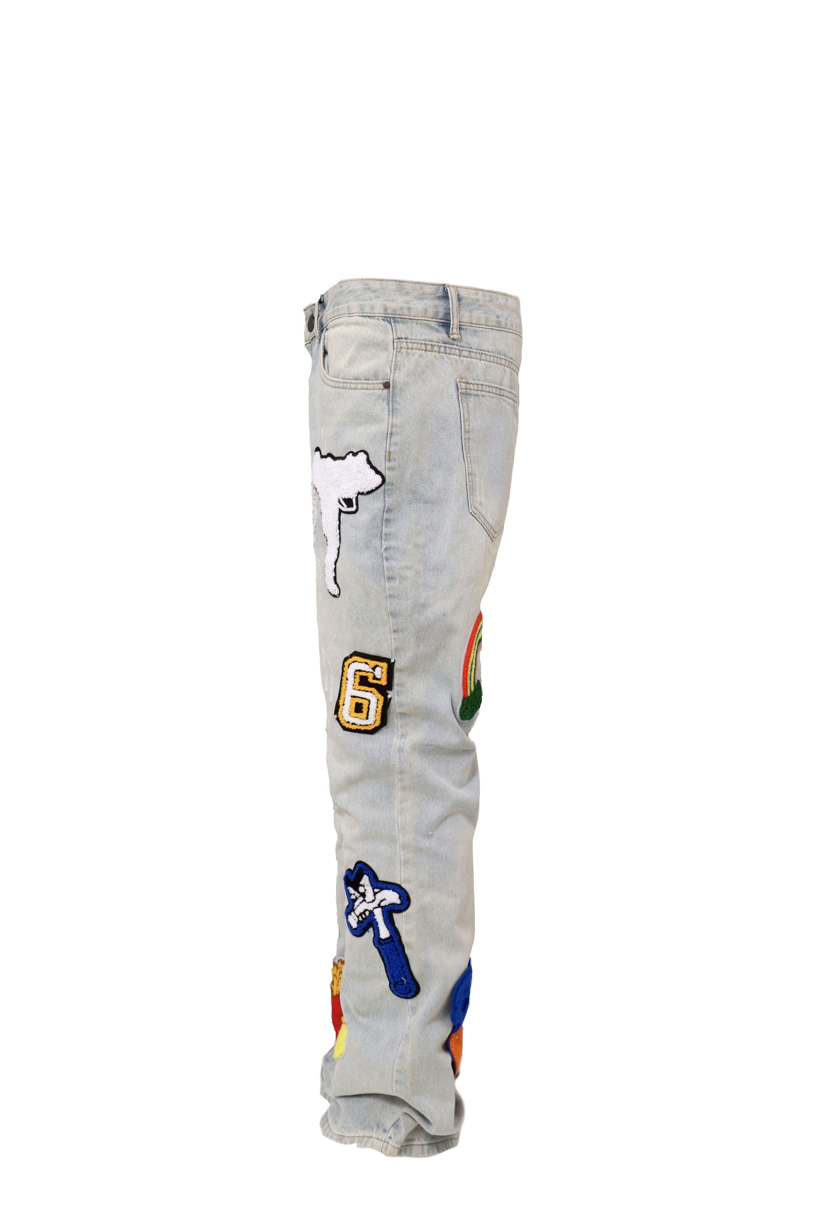 Light Color Irregular Towel Embroidered Slim Straight-leg Denim Trousers Lootquake LLC