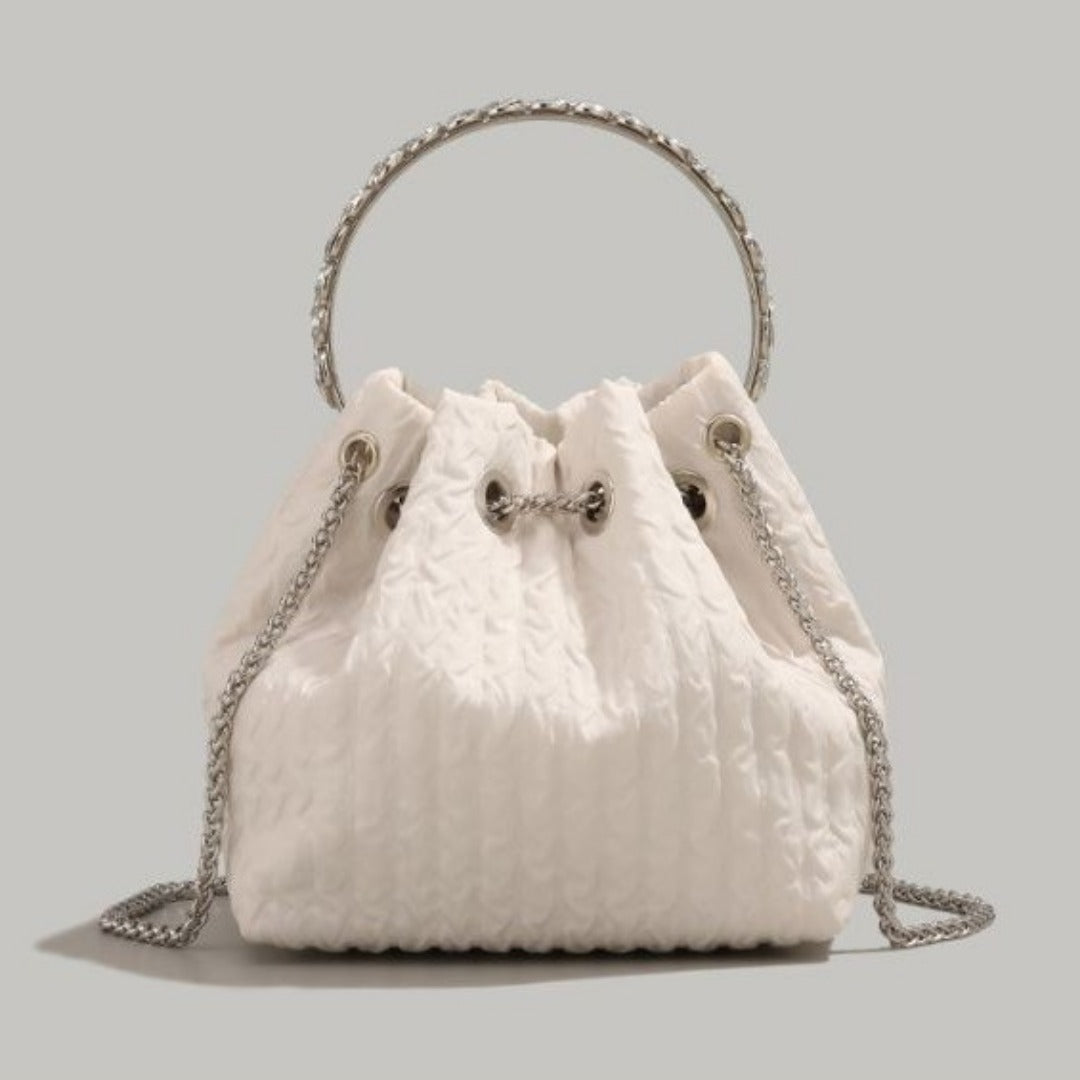 Rhinestone chain handbag women, fashion drawstring bucket bag evening clutch purse party Prom bag Party purse Prom bags clutches - SJB-DIAMOND ELITES