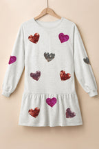 Cute Heart Round Neck Long Sleeve Mini Dress Stylish Dress for Women Girls Simple Charming Dress Stevvex