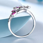 Unique Butterfly Ring With Rubies And Black Spar