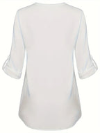 Women's Long Sleeved Simple And Versatile Casual Pearl Button Shirt - SJB-DIAMOND ELITES
