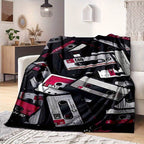Retro Cassette Tape Design Soft Polyester Square Blanket for Sofa, Bed, Picnic, and Office Use - Comfortable and Cozy Art Print Throw Blanket Lootquake LLC