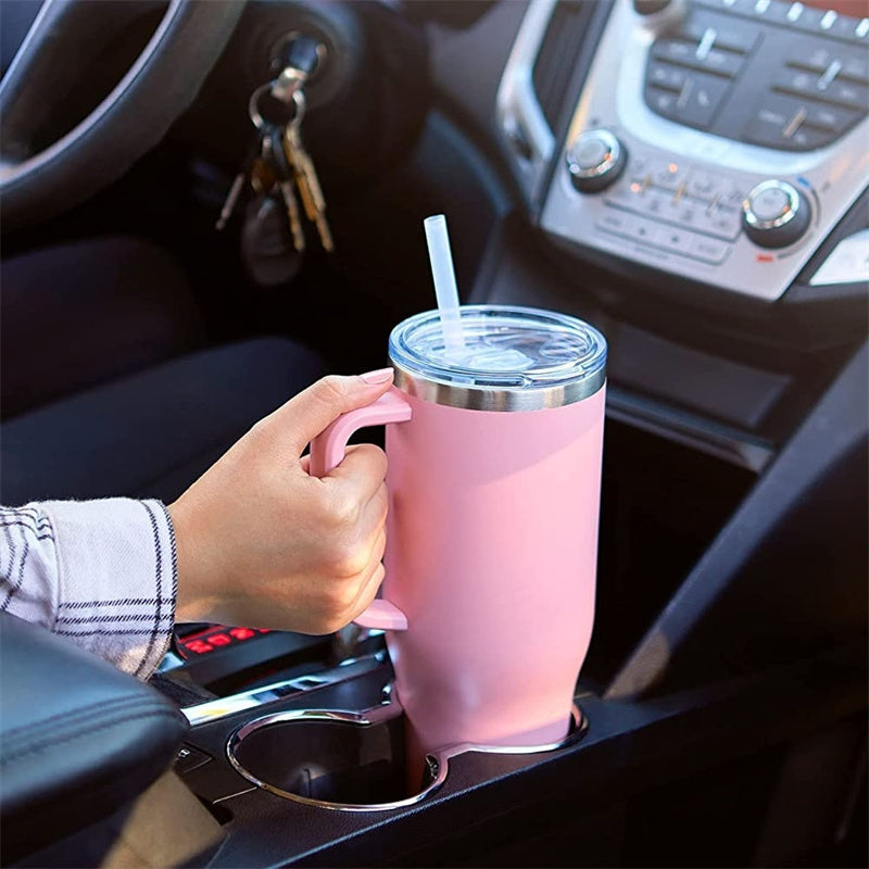 40oz Straw Coffee Insulation Cup With Handle Portable Car Stainless Steel Water Bottle LargeCapacity Travel BPA Free Thermal Mug Pi-Mart