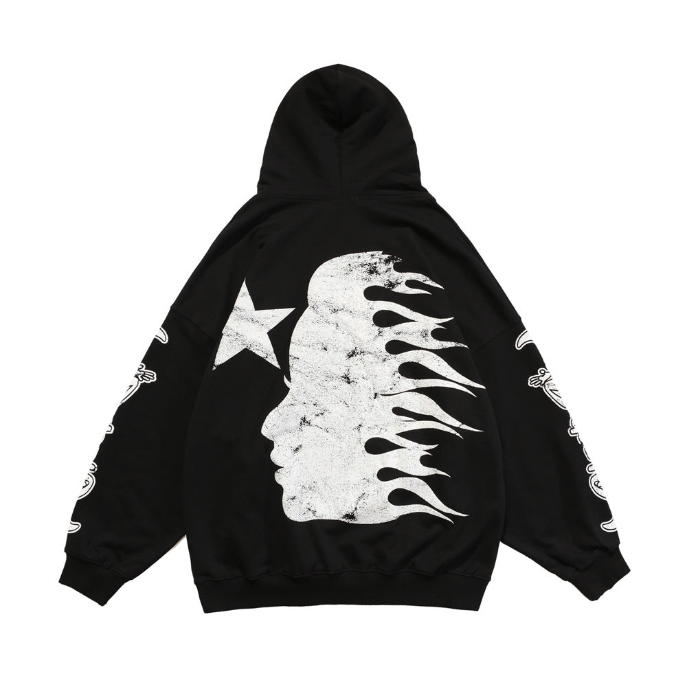 Letter Print Hooded Sweatshirt Men's Loose Long Sleeve Top Pi-Mart