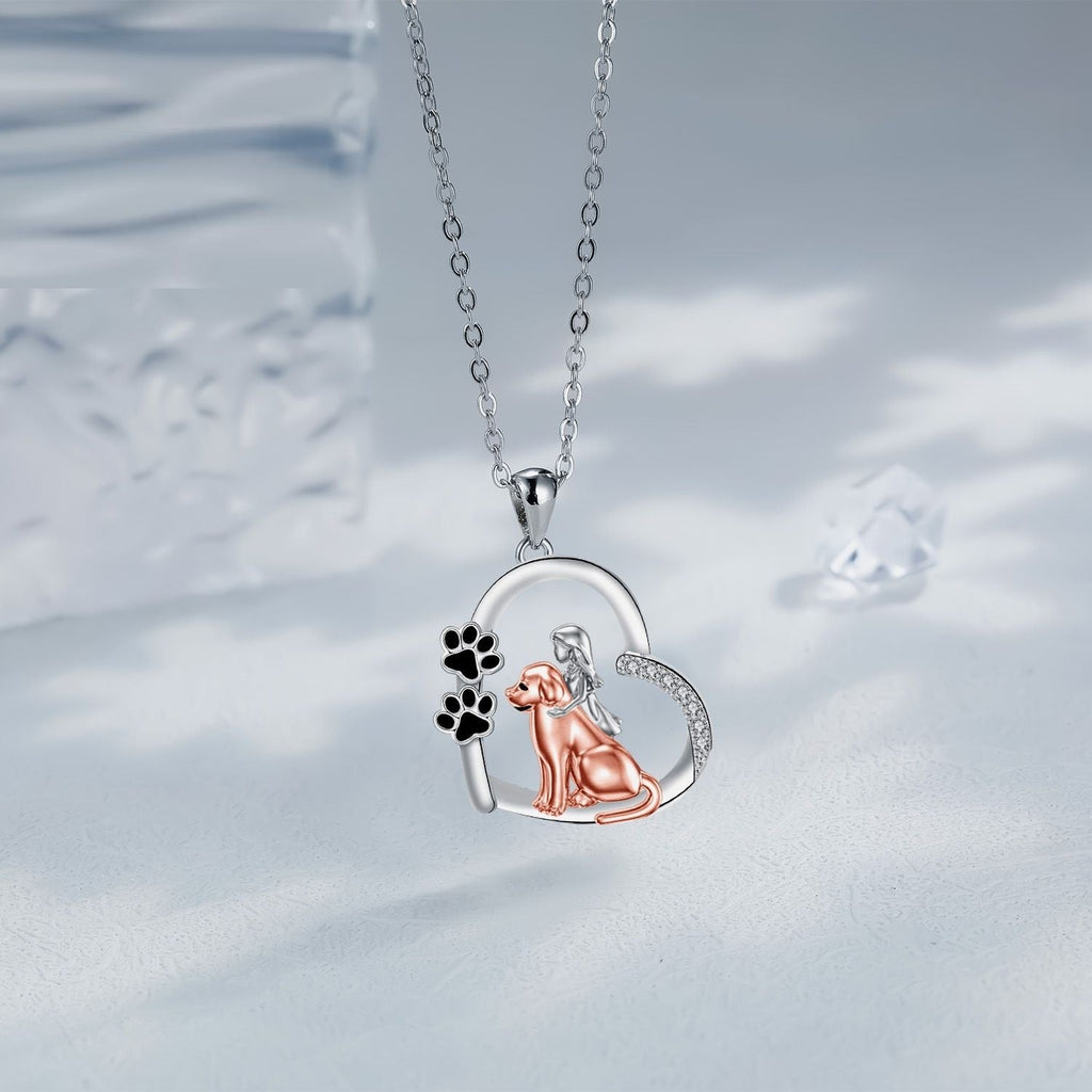 Heart-shaped Dog And Girl Personality Design Necklace Fashion Pi-Mart
