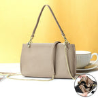 Genuine Leather simple shoulder bag women, stylish large capacity bag, tote purse double zipper, leather chain bag