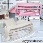 Transparent pencil case, portable tote storage bag, waterproof large-capacity stationery storage box. - SJB-DIAMOND ELITES