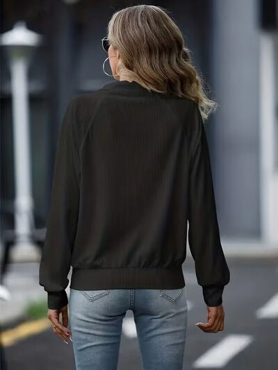 Simple White Zip Up Collared Neck Raglan Sleeve Jacket Comfortable Versatile Casual Women Wear Stevvex