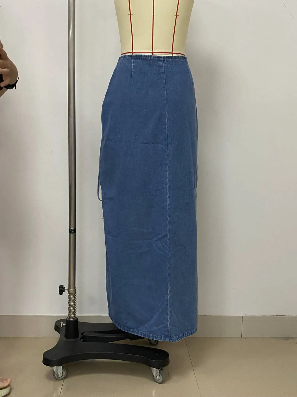lace up Skirts For Women Elegant High Waisted Denim Skirt For Women Summer Chic Asymmetrical Split Hem Slimming Mid side spit Sk Purplish Diva