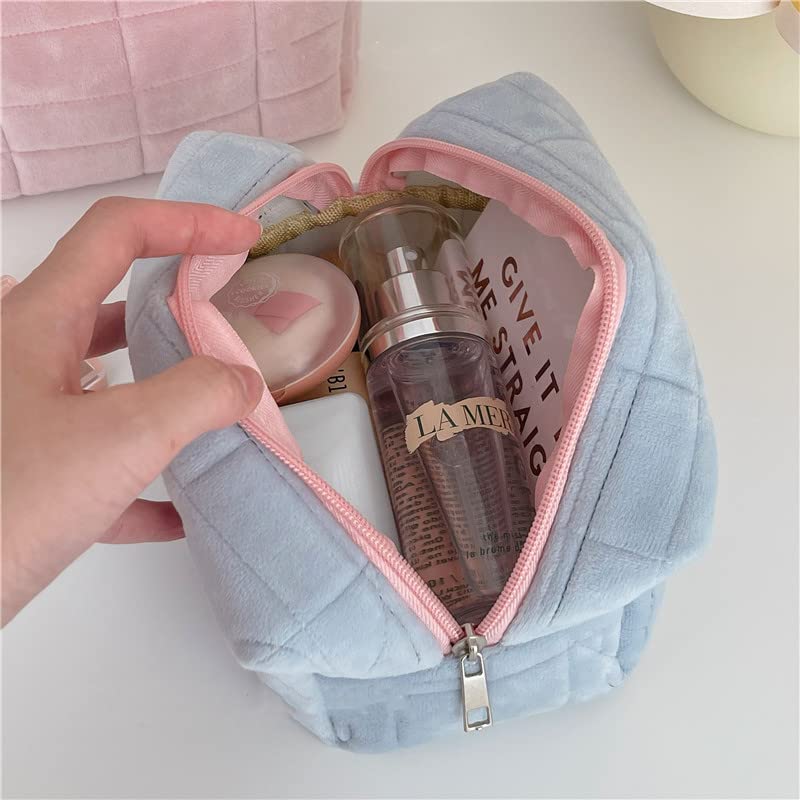 Plush Makeup Bag Checkered Cosmetic Bag Cosmetic Travel Bag Large Zipper Travel Toiletry Bag Portable Multi Functional Capacity Bag Cute Makeup Brushes Storage Bag For Women Pi-Mart