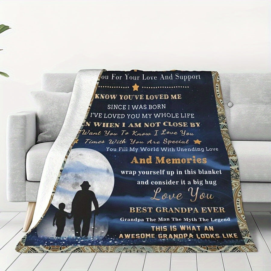 Grandpa's Ultimate Gift Blanket - Soft, Warm & Versatile for All Seasons | Perfect for Birthdays, Holidays & Anniversaries | Machine Washable Polyester with Unique Print Design Grandson Blanket From Grandma Vintage Blanket Lootquake LLC