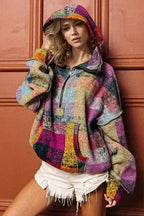 Double Take Full Size Half Zip Exposed Seam Fleece Hoodie - SJB-DIAMOND ELITES