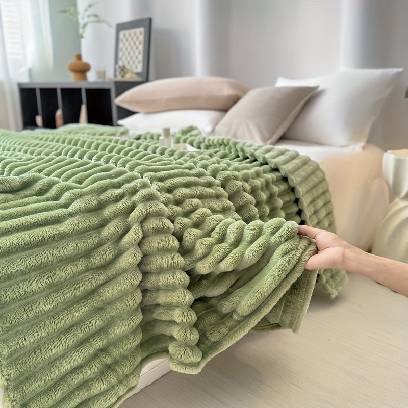 1pc Cozy Double-Sided 3D Rabbit Hair Blanket - Soft, Warm, and Fuzzy for Snuggling Up - Perfect for Office, Outdoor Camping, Sofa, and Gift Giving Lootquake LLC