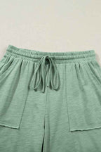 Solid Short Sleeve Tee and Drawstring Pants Set THRIXINE
