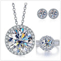 9ct Moissanite 925 Sterling Silver Ring Earrings Necklace Jewelry Set Gift BandsCo Straps