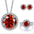9ct Moissanite 925 Sterling Silver Ring Earrings Necklace Jewelry Set Gift BandsCo Straps