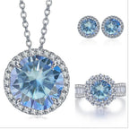 9ct Moissanite 925 Sterling Silver Ring Earrings Necklace Jewelry Set Gift BandsCo Straps