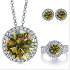 9ct Moissanite 925 Sterling Silver Ring Earrings Necklace Jewelry Set Gift BandsCo Straps