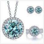9ct Moissanite 925 Sterling Silver Ring Earrings Necklace Jewelry Set Gift BandsCo Straps