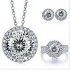 9ct Moissanite 925 Sterling Silver Ring Earrings Necklace Jewelry Set Gift BandsCo Straps