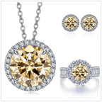 9ct Moissanite 925 Sterling Silver Ring Earrings Necklace Jewelry Set Gift BandsCo Straps