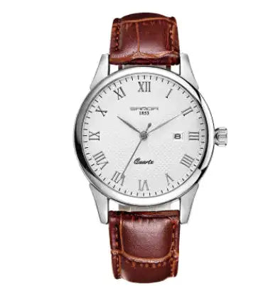 Fashionable Waterproof Couple Watches with Leather Strap