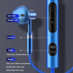 9D Stereo Earphones Mic Headphone Headset In-ear Wired Headphones Bass Wire Earphone Earbud Phone Headset With Microphone Wired Earbuds Noise Isolating in-Ear Headphones Earphones with Mic Volume Control Plug for Sports Workout Compatible Stevvex
