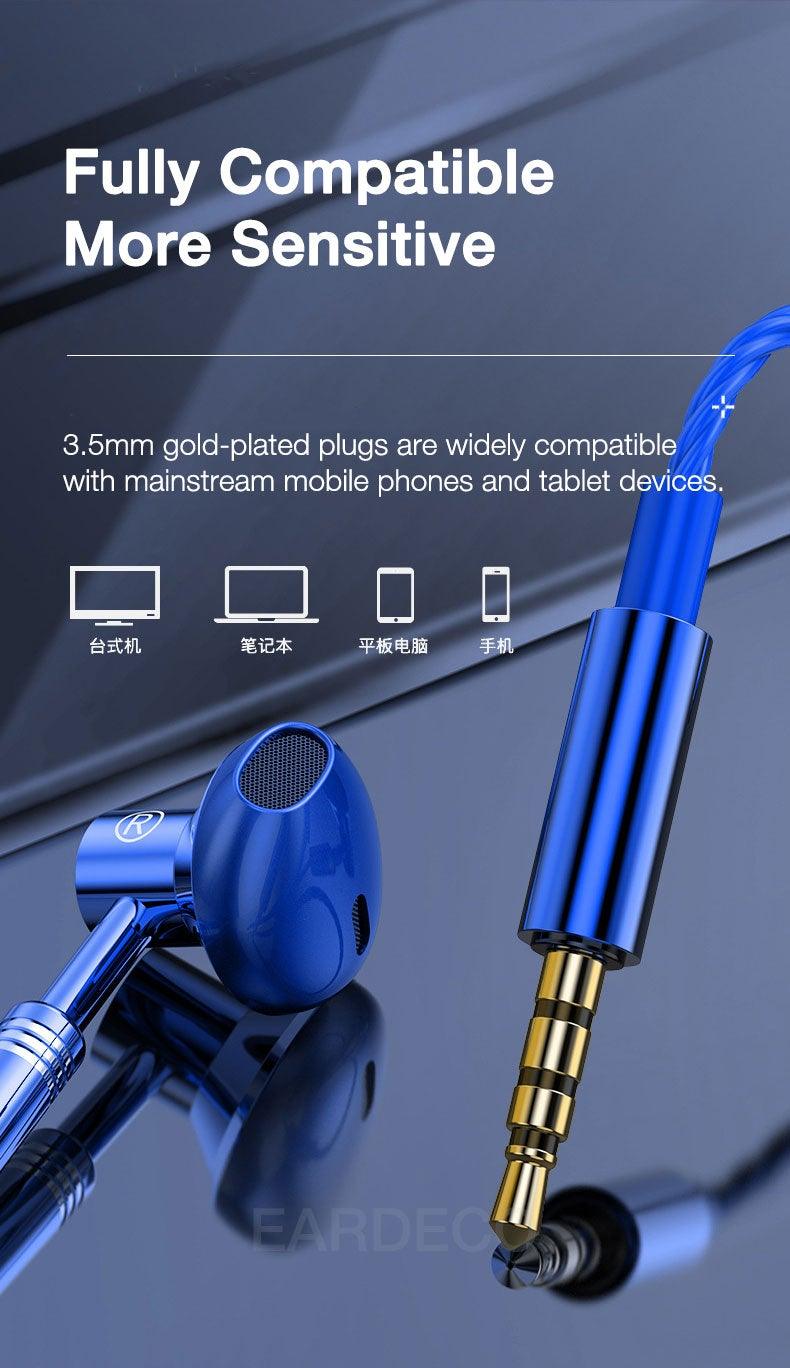 9D Stereo Earphones Mic Headphone Headset In-ear Wired Headphones Bass Wire Earphone Earbud Phone Headset With Microphone Wired Earbuds Noise Isolating in-Ear Headphones Earphones with Mic Volume Control Plug for Sports Workout Compatible Stevvex
