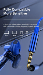 9D Stereo Earphones Mic Headphone Headset In-ear Wired Headphones Bass Wire Earphone Earbud Phone Headset With Microphone Wired Earbuds Noise Isolating in-Ear Headphones Earphones with Mic Volume Control Plug for Sports Workout Compatible Stevvex