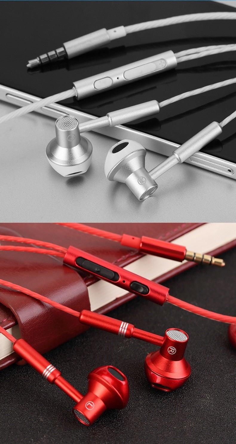 9D Stereo Earphones Mic Headphone Headset In-ear Wired Headphones Bass Wire Earphone Earbud Phone Headset With Microphone Wired Earbuds Noise Isolating in-Ear Headphones Earphones with Mic Volume Control Plug for Sports Workout Compatible Stevvex