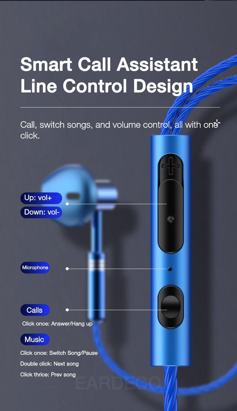 9D Stereo Earphones Mic Headphone Headset In-ear Wired Headphones Bass Wire Earphone Earbud Phone Headset With Microphone Wired Earbuds Noise Isolating in-Ear Headphones Earphones with Mic Volume Control Plug for Sports Workout Compatible Stevvex