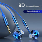 9D Stereo Earphones Mic Headphone Headset In-ear Wired Headphones Bass Wire Earphone Earbud Phone Headset With Microphone Wired Earbuds Noise Isolating in-Ear Headphones Earphones with Mic Volume Control Plug for Sports Workout Compatible Stevvex