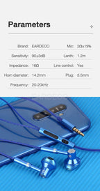 9D Stereo Earphones Mic Headphone Headset In-ear Wired Headphones Bass Wire Earphone Earbud Phone Headset With Microphone Wired Earbuds Noise Isolating in-Ear Headphones Earphones with Mic Volume Control Plug for Sports Workout Compatible Stevvex