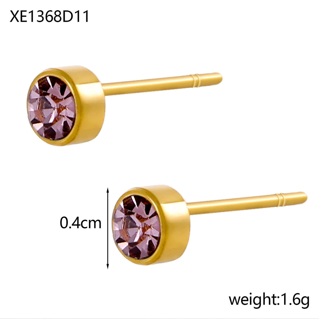 Stainless Steel Gold-plated Birthday Stone Constellation Diamond Bone Nail Pi-Mart