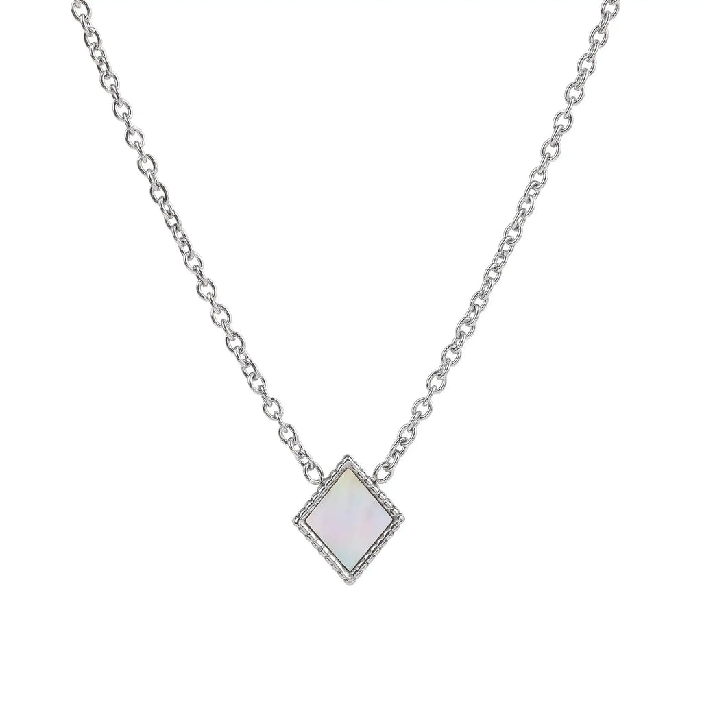 Square Natural White Shell Pendant Collarbone Necklace Bracelet