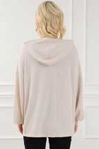 Drawstring Dropped Shoulder Hoodie Pi-Mart