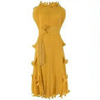 A1. Autumn Short Sleeve Pleated Design Affordable Luxury Fashion