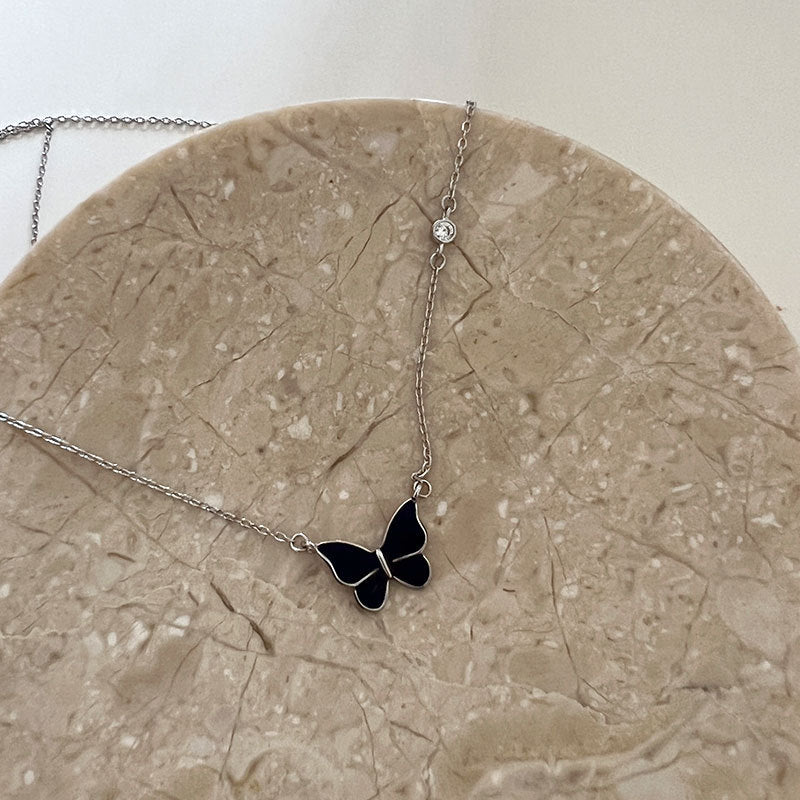 S925 Sliver Color-changed Butterfly Necklace Fashion Novelty Jewelry Pi-Mart