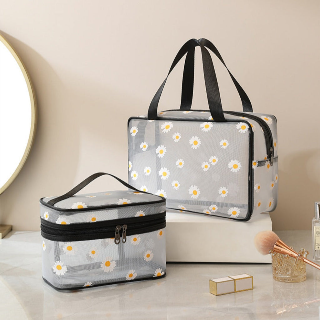 Mesh Cosmetic Bag, Small Daisy Beach Wash Bag, Travel Women's Simple Storage Bag, Go Out Portable Mesh Shower Tote Bag, - SJB-DIAMOND ELITES