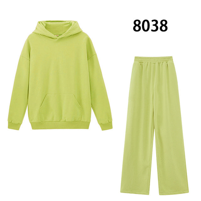 Women's Hoodie And Sweatpants White Sportswear Two-piece Suit Pi-Mart