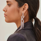 Fashion Jewelry 925 Silver Needle Ornaments Rhinestone Letter B Earrings Banquet Tassel Ear Ornaments Female Pi-Mart