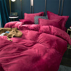 Four-piece Plush Double-sided Fleece Warm Yellow Duvet Cover Pi-Mart