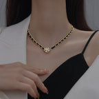 Retro Elegant Leather Winding Chain Diamond Magnetic Necklace Pi-Mart